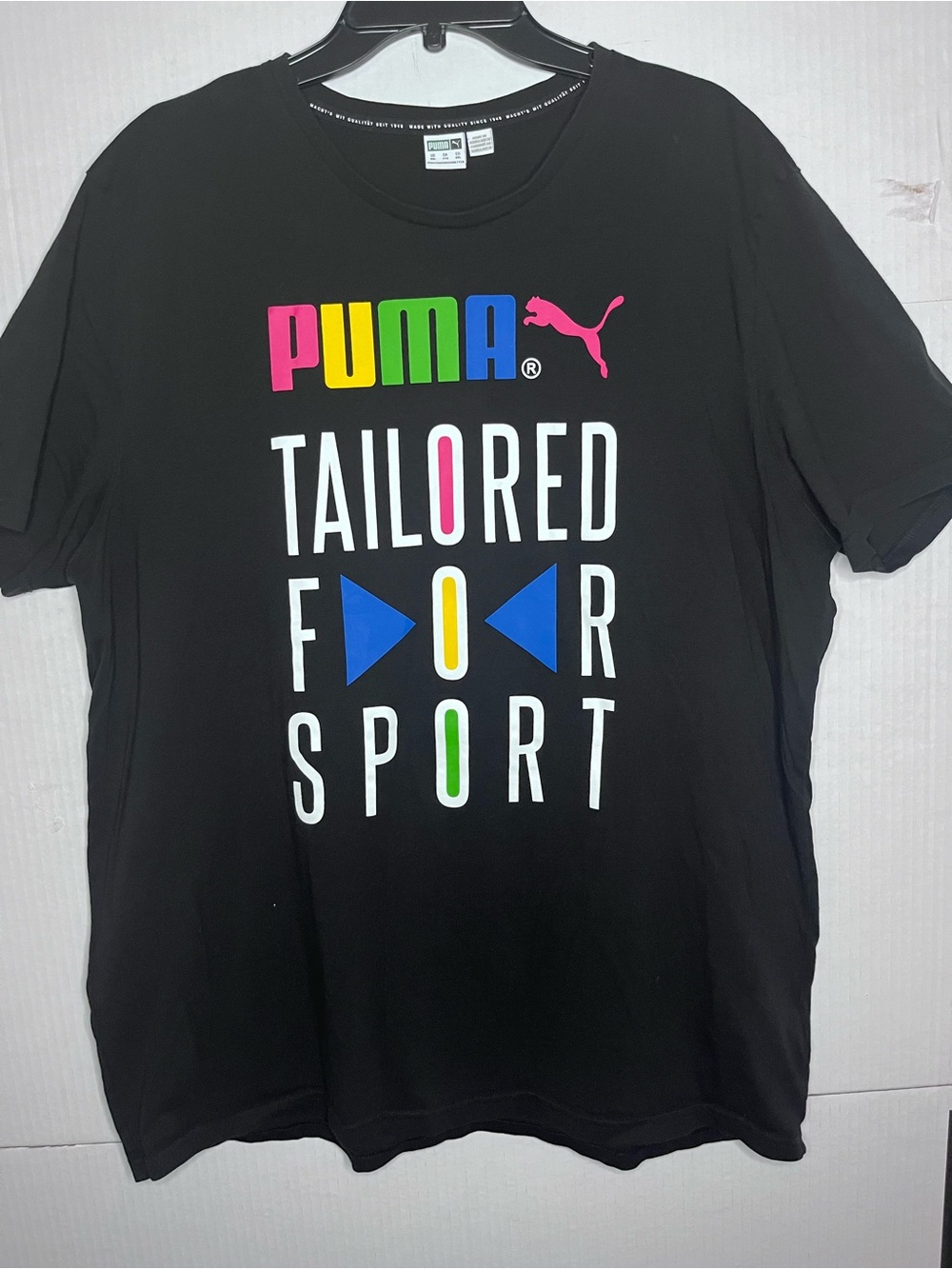 Puma Black Short Sleeve Tee with Multicolor Logo and Graphic